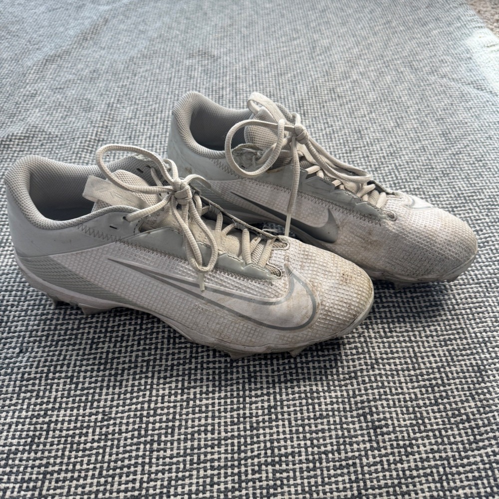 Nike Vapor Edge Shark 2 Football/Lacrosse Cleats White Grey Mens 9.5 Fastflex